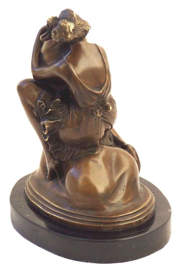 Art Deco Erotik Bronze Frau Am Phallus Signiert Bruno Zach