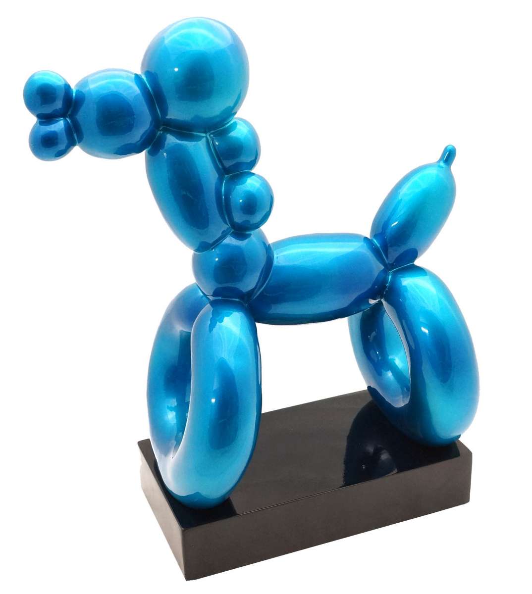 Blaue Fiberglasfigur Balloon Dog Hommage an Jeff Koons