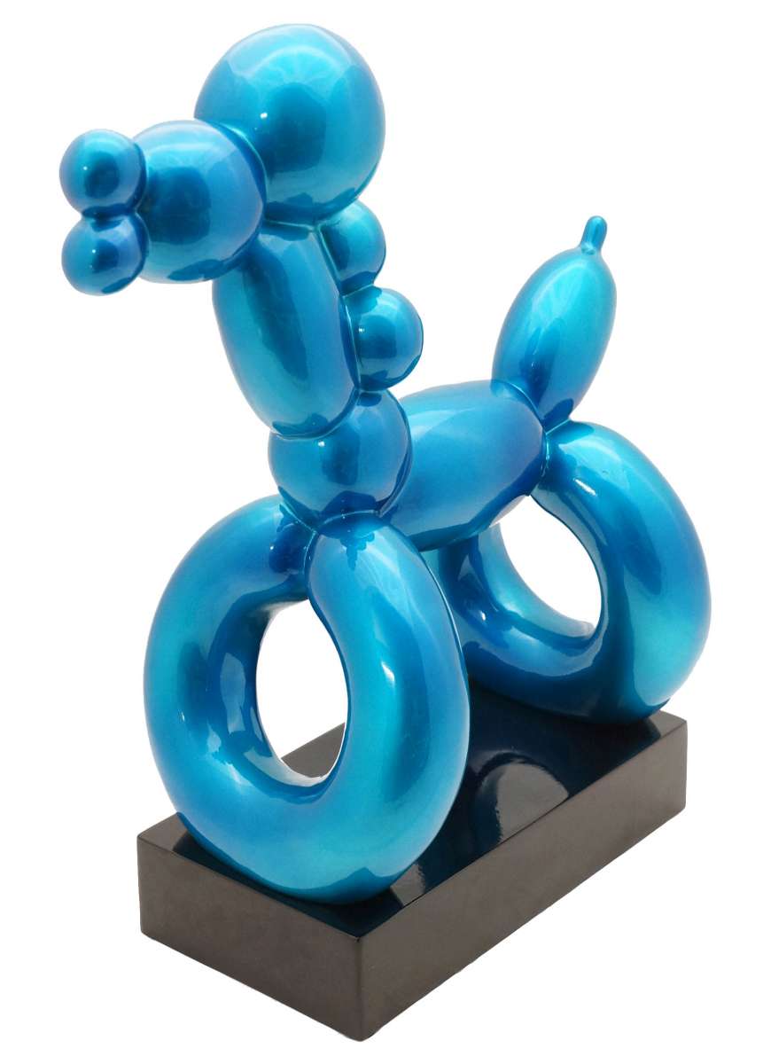 Blaue Fiberglasfigur Balloon Dog Hommage an Jeff Koons