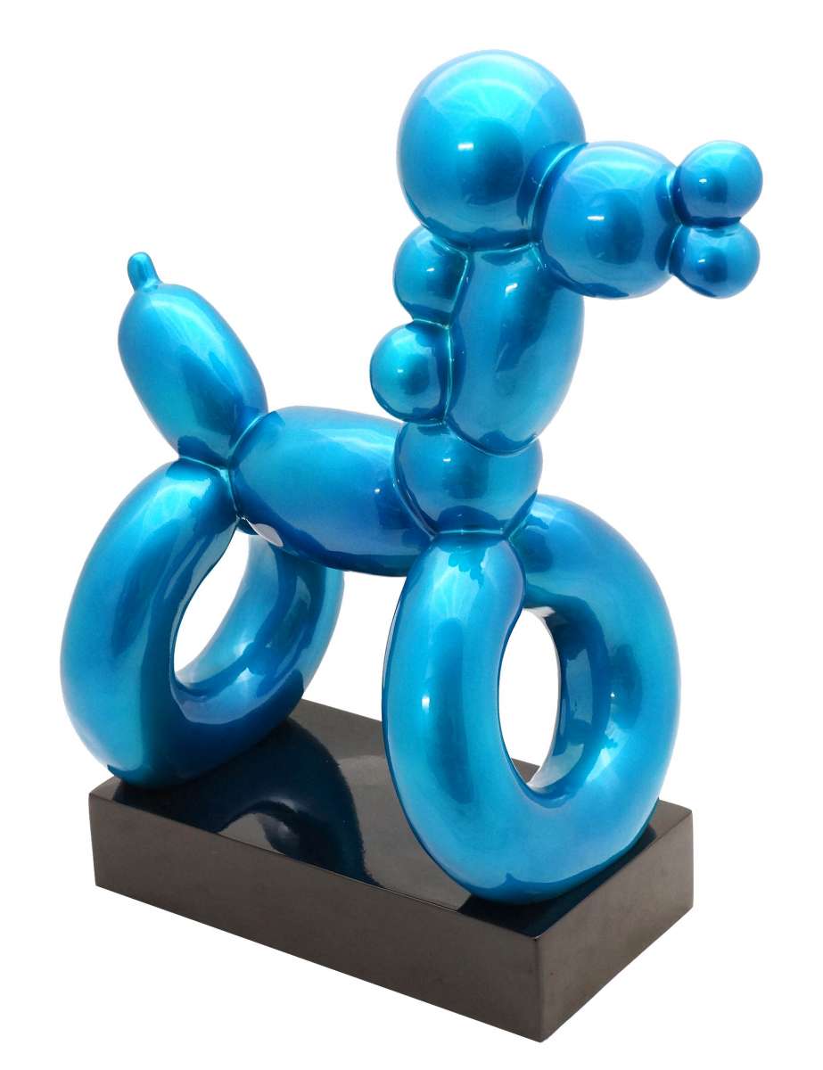 Blaue Fiberglasfigur Balloon Dog Hommage an Jeff Koons