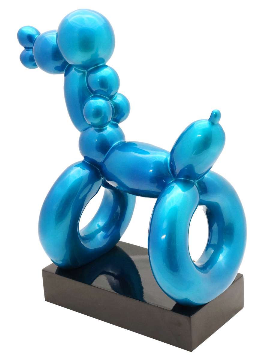 Blaue Fiberglasfigur Balloon Dog Hommage an Jeff Koons